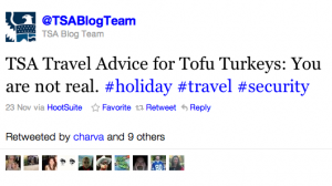 Tofu Turkey may not be real, but this TSA Tweet is.